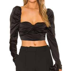 NWOT Black Satin NBD Charlee Bustier Top